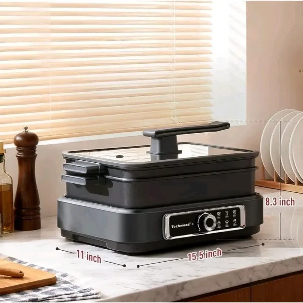 Slow Cooker, Electric Skillet 7.5-Quart Extra-large Capacity Multi-Cooker wit...